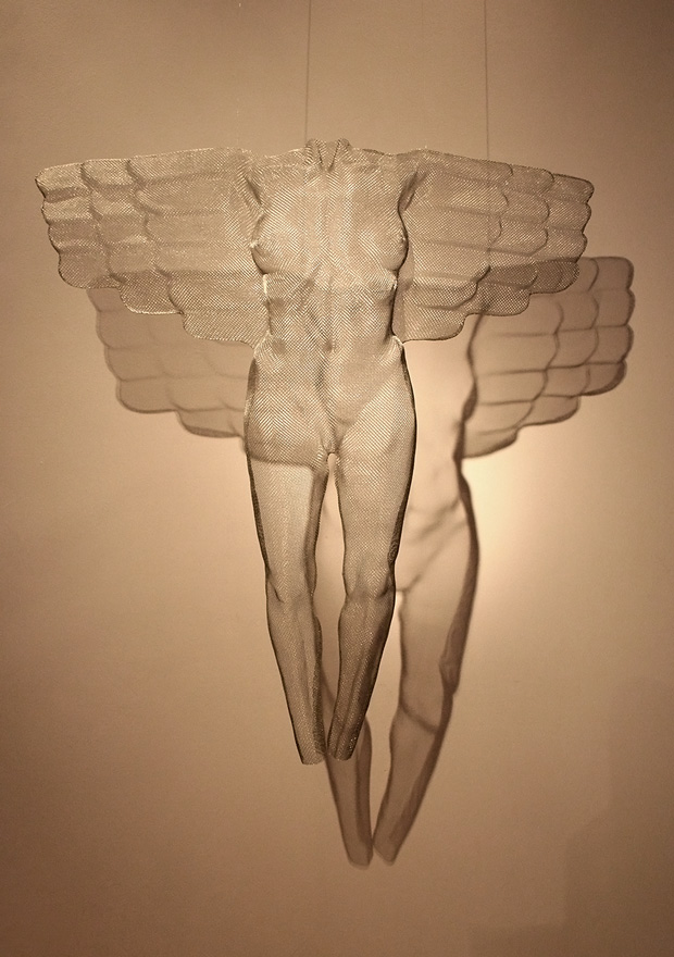 angel sculpture with beautiful wing detail created by artist David Begbie