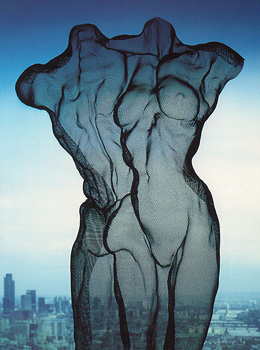 David Begbie Infor and Art Critiques Card with nude sculpture on London skyview