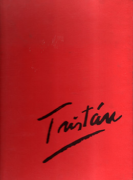 red cover of art catalogue with Tristán title